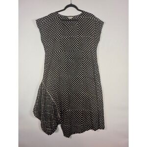 Marketplace Handwork India Dress Medium Black Beige Polka Dot Flowy Asymmetrical